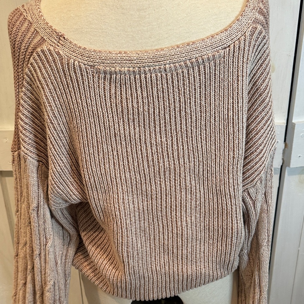 Free People When It Rains V Neck Honey Sweater - Picture 5 of 6